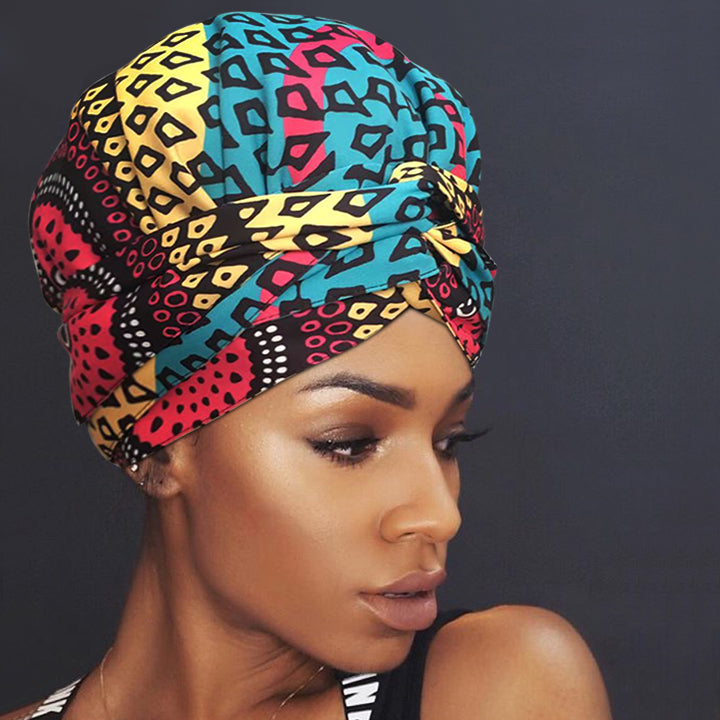 African Print Head Wrap(Satin-Lined)-EWA171