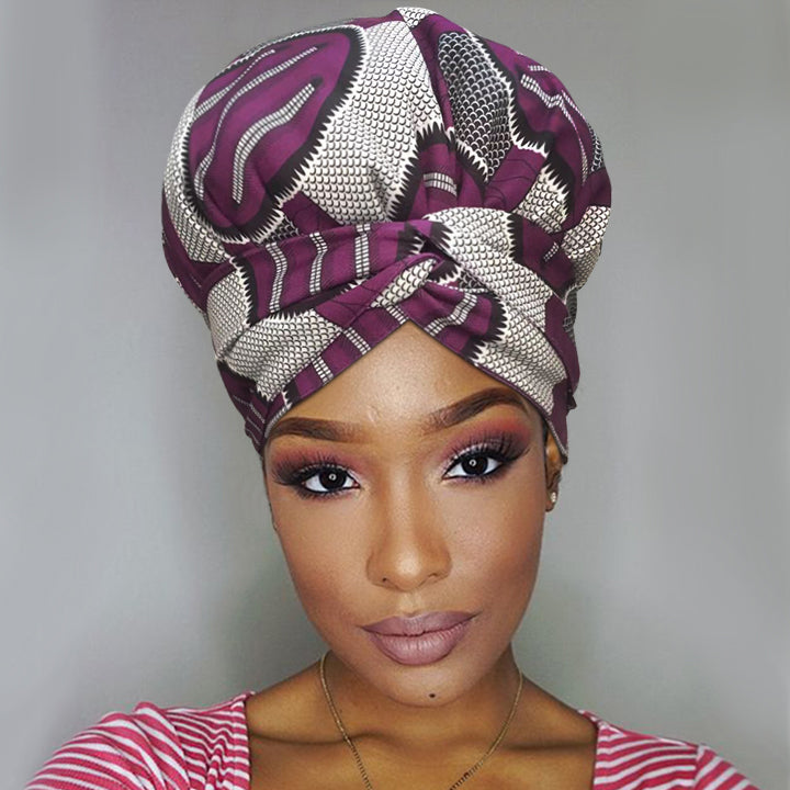 African Print Head Wrap(Satin-Lined)-EWA192