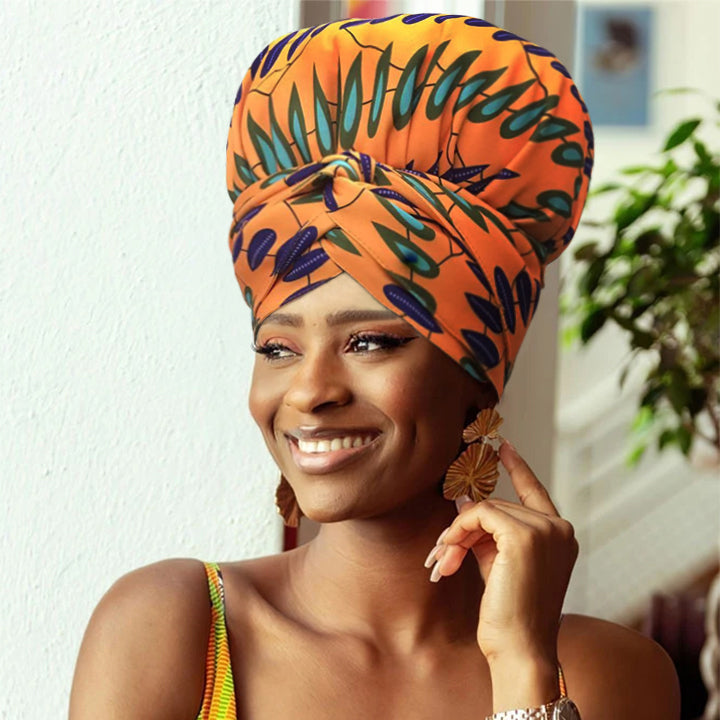 African Print Head Wrap(Satin-Lined)-EWA198
