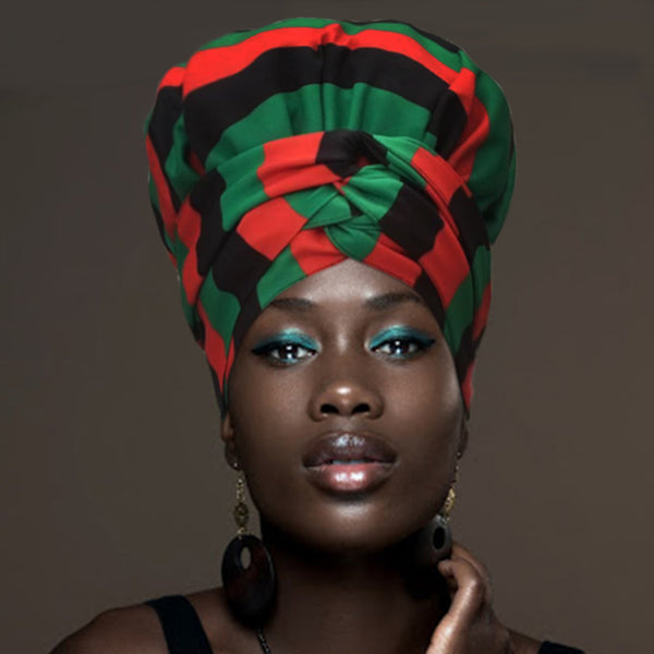 African Print Head Wrap(Satin-Lined)-EWA199