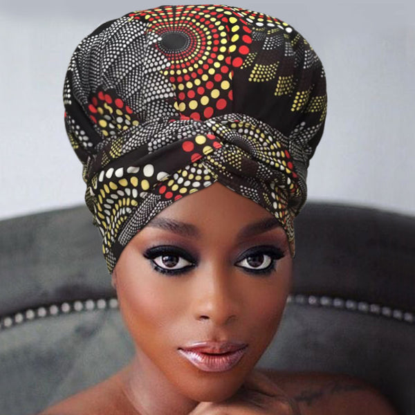 African Print Head Wrap(Satin-Lined)-EWA202