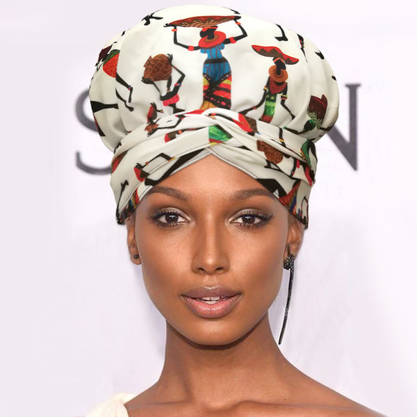 African Print Head Wrap(Satin-Lined)-EWA818
