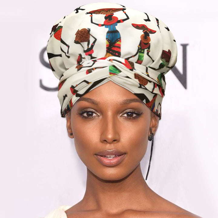 African Print Head Wrap(Satin-Lined)-EWA218