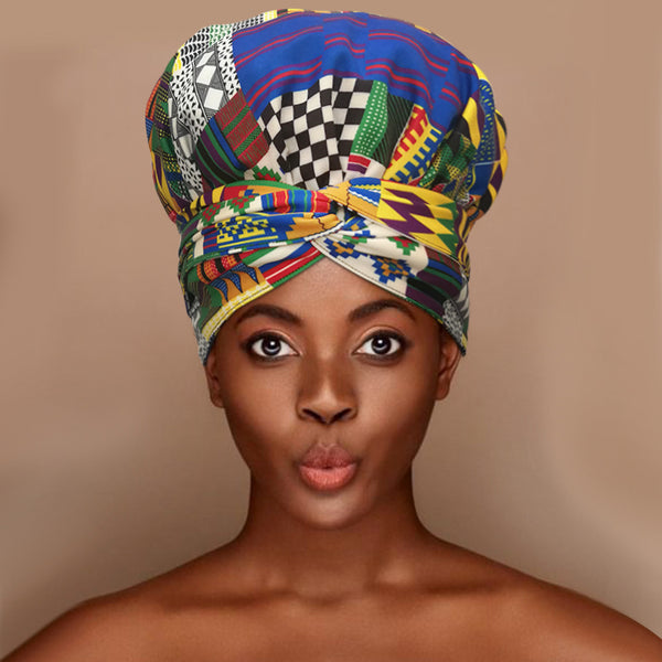 African Print Head Wrap(Satin-Lined)-EWA222