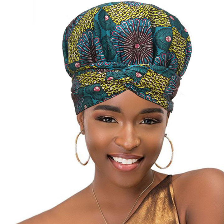 African Print Head Wrap(Satin-Lined)-EWA227