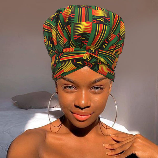 African Print Head Wrap(Satin-Lined)-EWA228