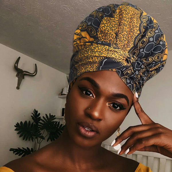 African Print Head Wrap(Satin-Lined)-EWA229