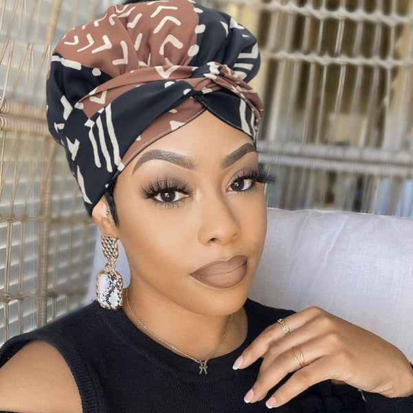 African Print Head Wrap(Satin-Lined)-EWA230