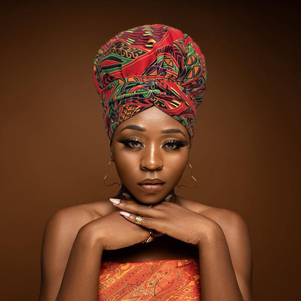 African Print Head Wrap(Satin-Lined)-EWA231