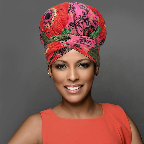 African Print Head Wrap(Satin-Lined)-EWA234