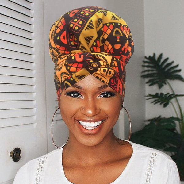 African Print Head Wrap(Satin-Lined)-EWA212