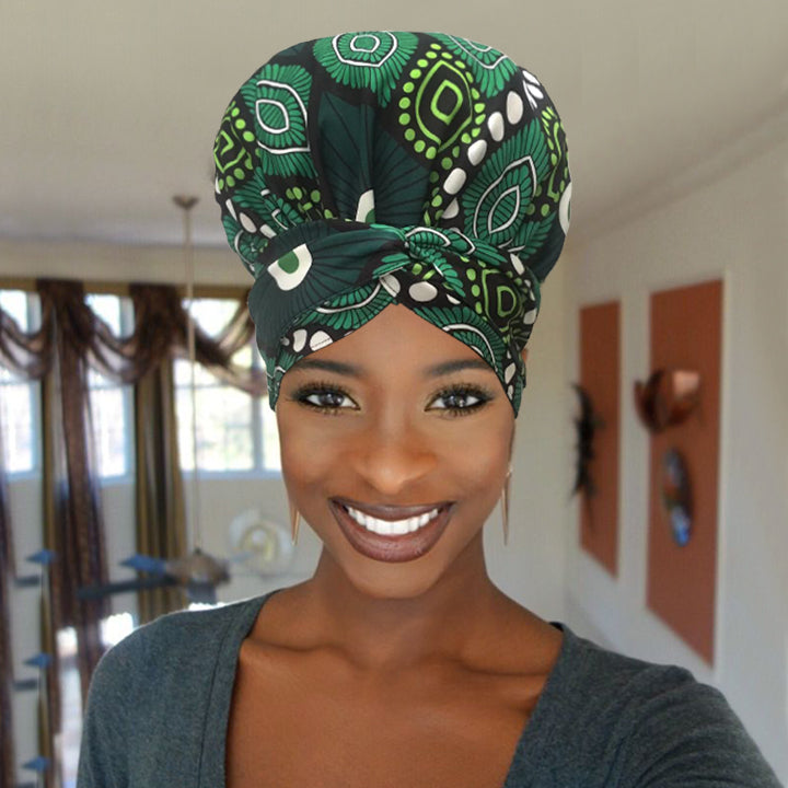African Print Head Wrap(Satin-Lined)-EWA214