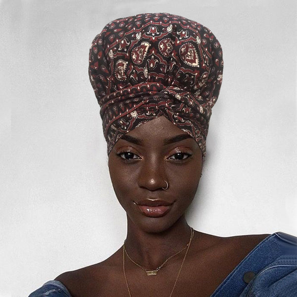 African Print Head Wrap(Satin-Lined)-EWA215