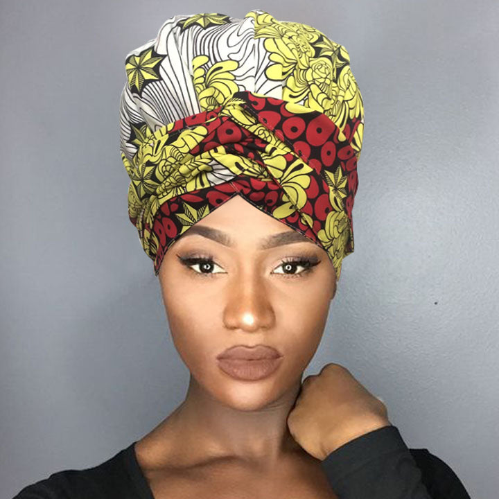 African Print Head Wrap(Satin-Lined)-EWA161