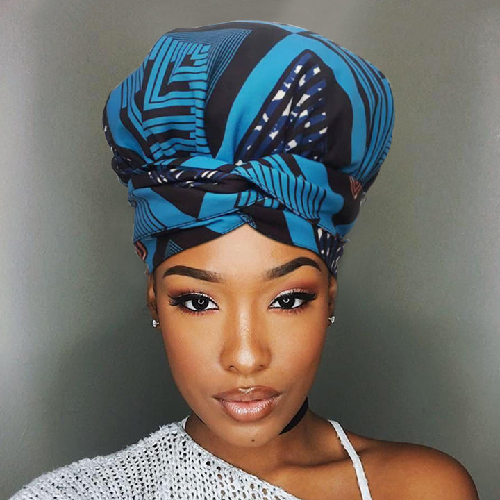 African Print Head Wrap(Satin-Lined)-EWA167