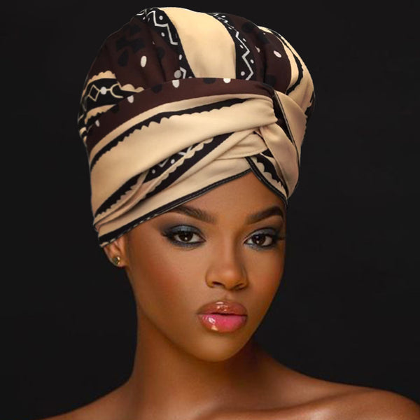 African Print Head Wrap(Satin-Lined)-EWA188