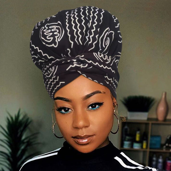 African Print Head Wrap(Satin-Lined)-EWA189