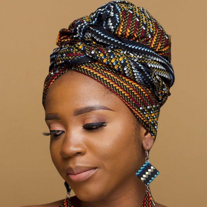 African Print Head Wrap(Satin-Lined)-EWA191