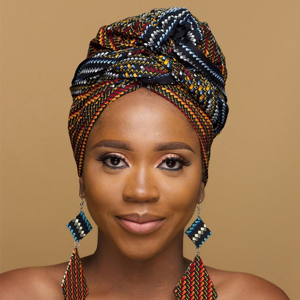 African Print Head Wrap(Satin-Lined)-EWA191