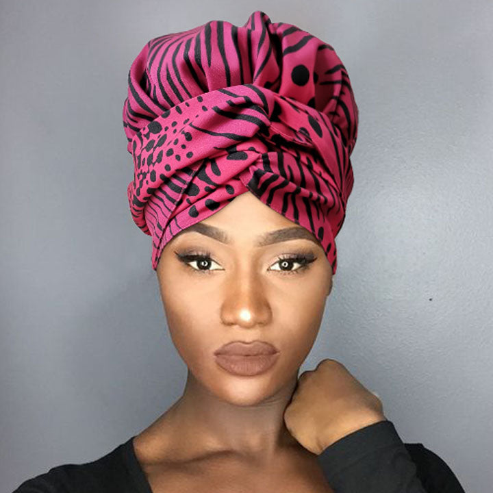 African Print Head Wrap(Satin-Lined)-EWA126