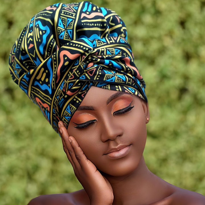 African Print Head Wrap(Satin-Lined)-EWA131
