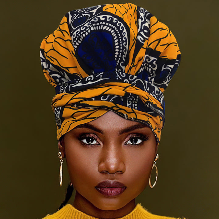 African Print Head Wrap(Satin-Lined)-EWA145