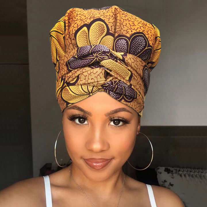 African Print Head Wrap(Satin-Lined)-EWA160